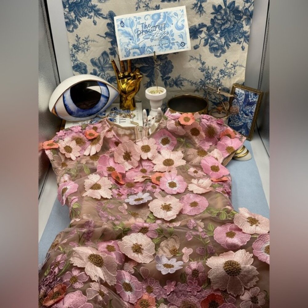 🆕 BRONX & BANCO 🧿 NWOT Jasmine Capsleeve Pink Floral Mini Dress, Sz L US 8 - Picture 14 of 17